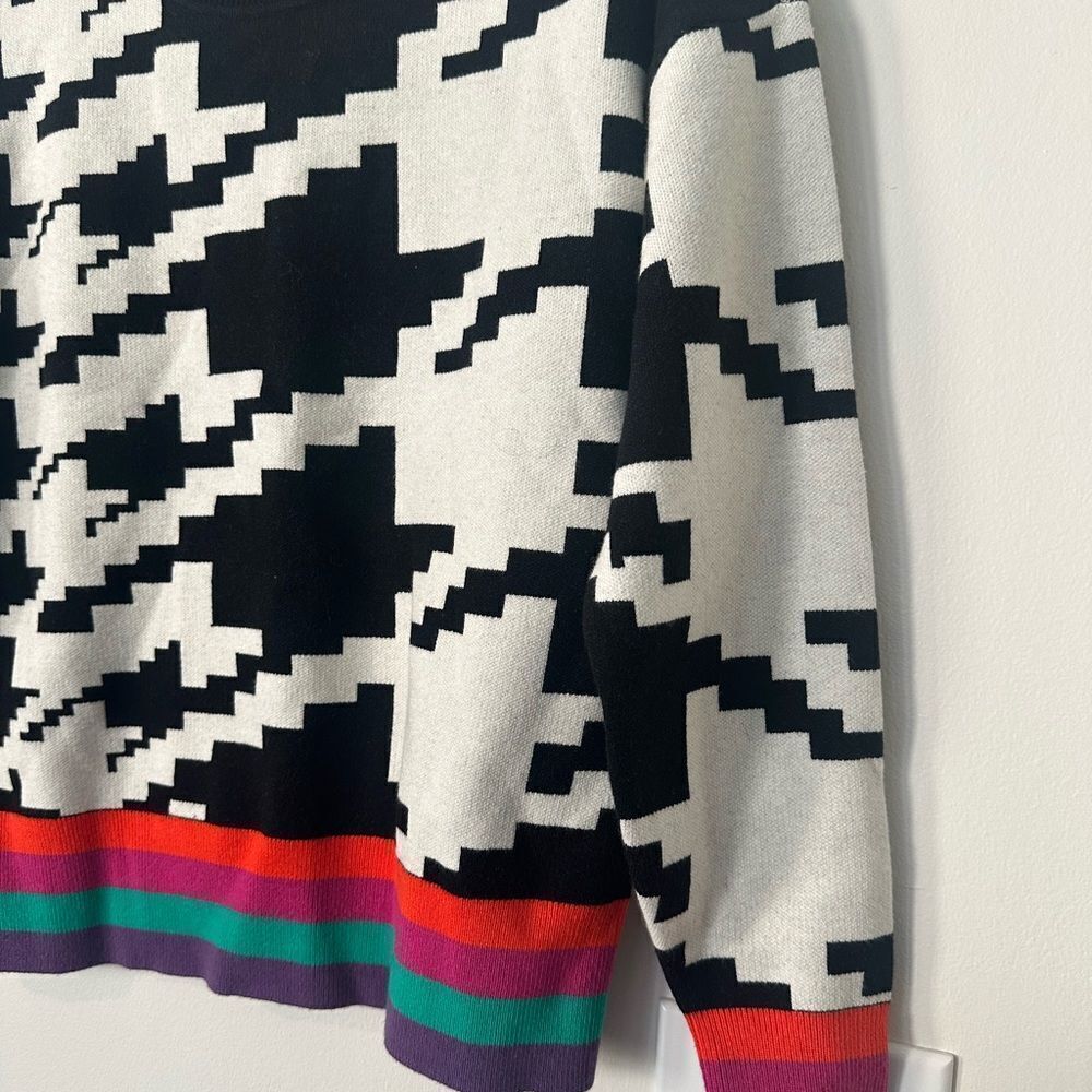 Apny Houndstooth Pattern Pullover With Colorband … - image 4
